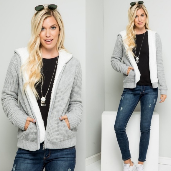 LAST 1! Super cozy Sherpa lined zip up hoodie - Picture 2 of 8